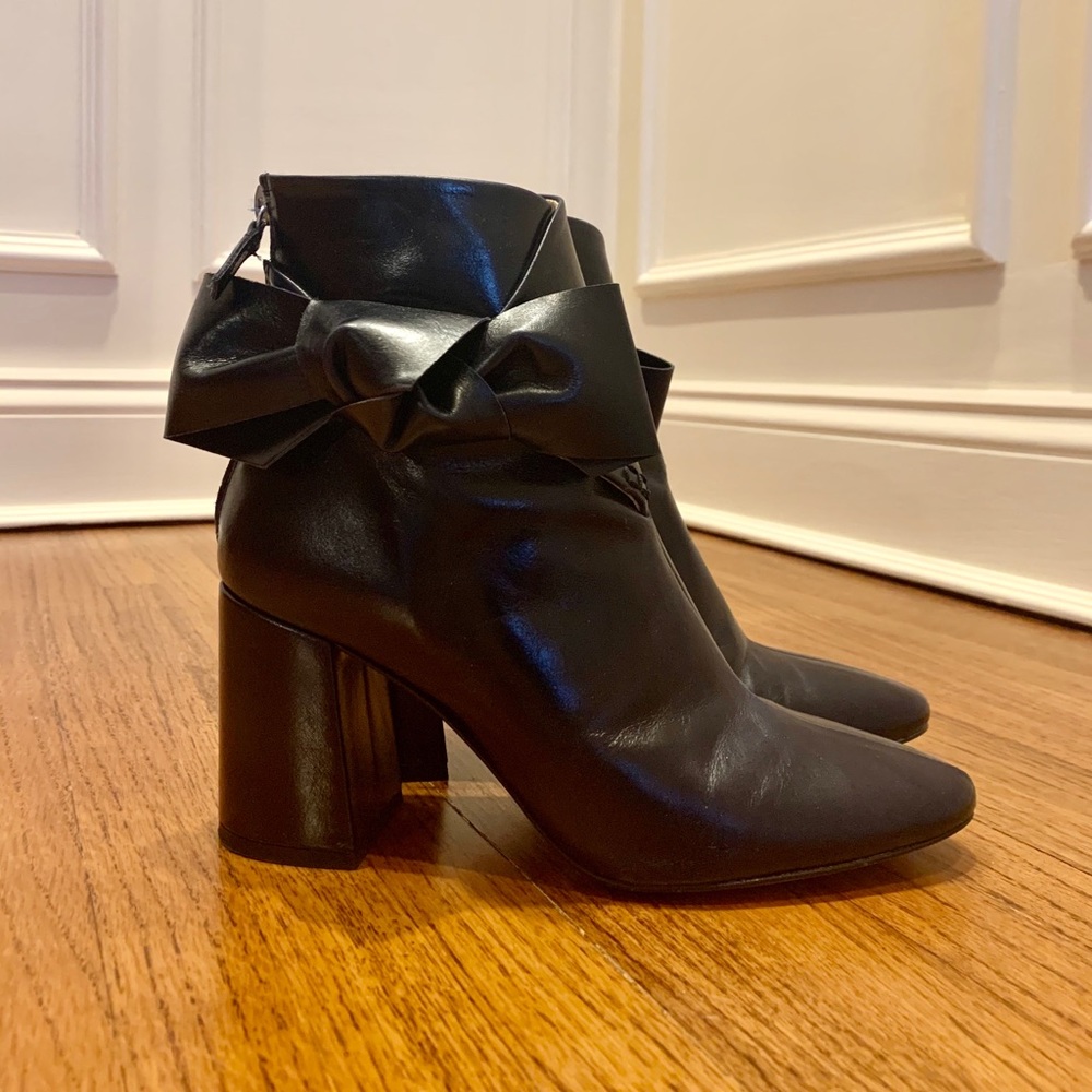 Navy leather booties size 6.5